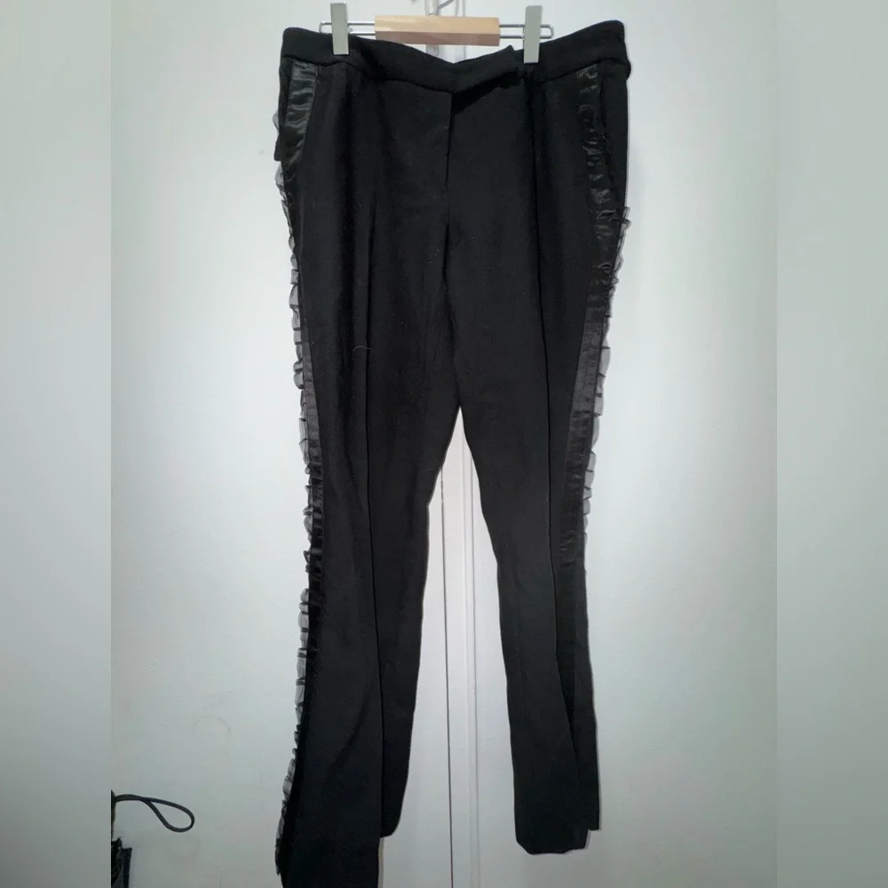 Paul Smith black wool pants with ruffle details size 8
